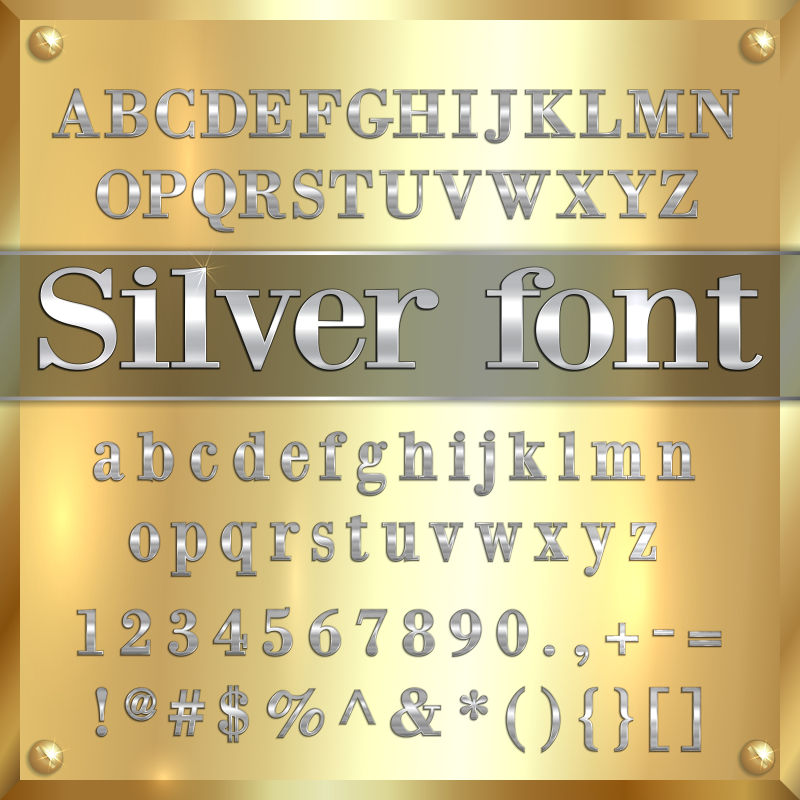 矢量抽象银色有光泽的字体设计
