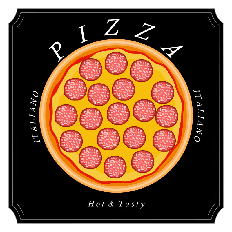 创意矢量卡通披萨设计平面插图