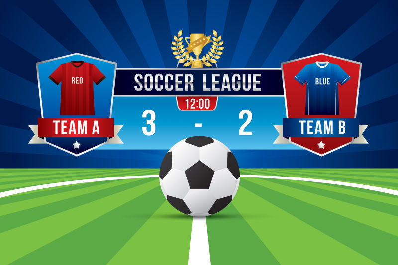 创意矢量现代足球联赛的平面插图