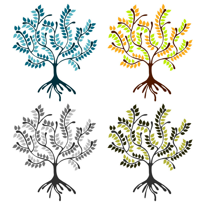 创意矢量树木元素的装饰设计元素