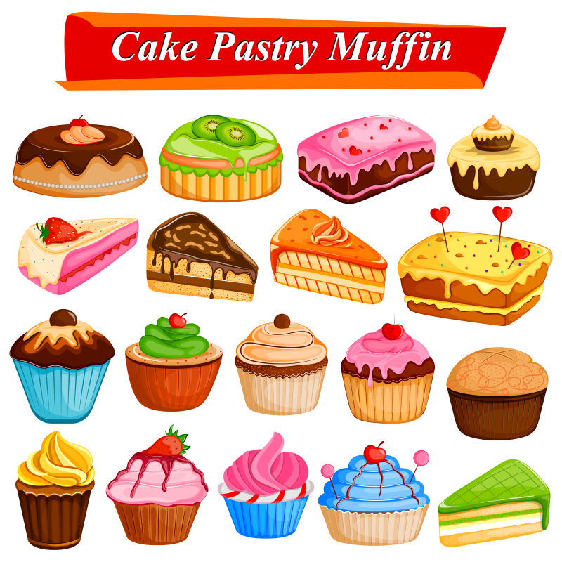 抽象矢量蛋糕甜品的设计插图