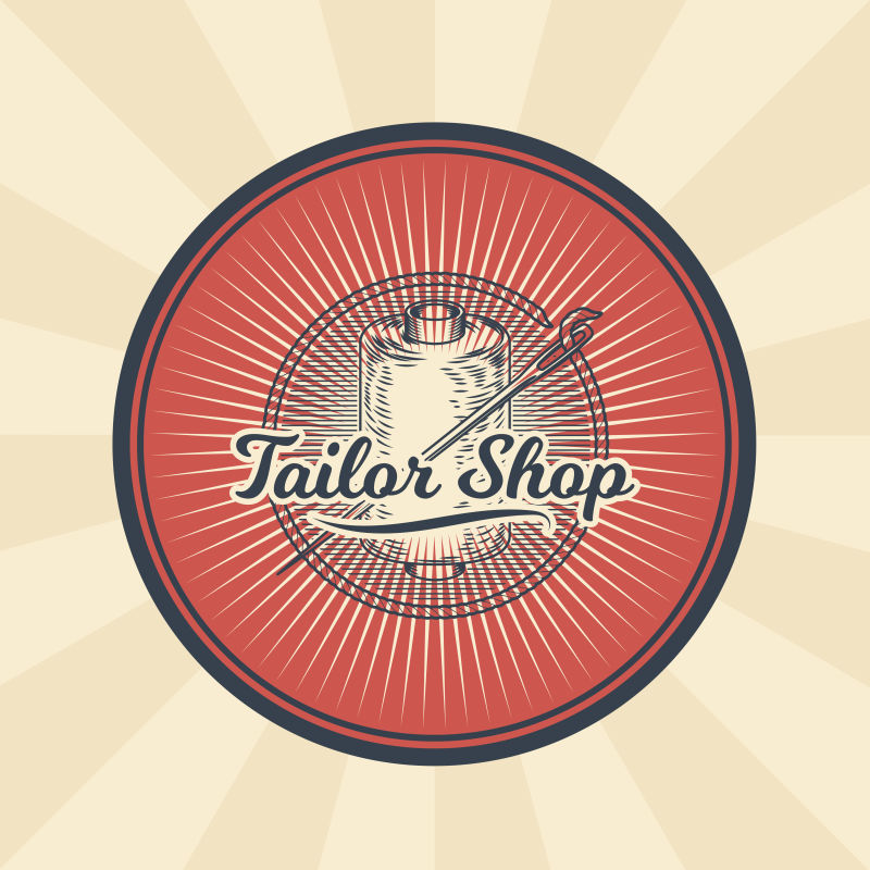 抽象矢量老式复古理发店标签设计