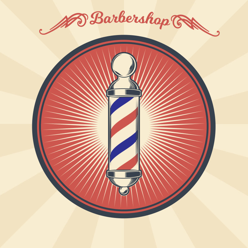 创意矢量现代廊灯元素的理发店标签设计