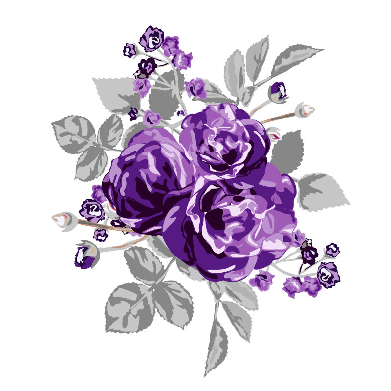 抽象矢量紫色玫瑰元素设计插图