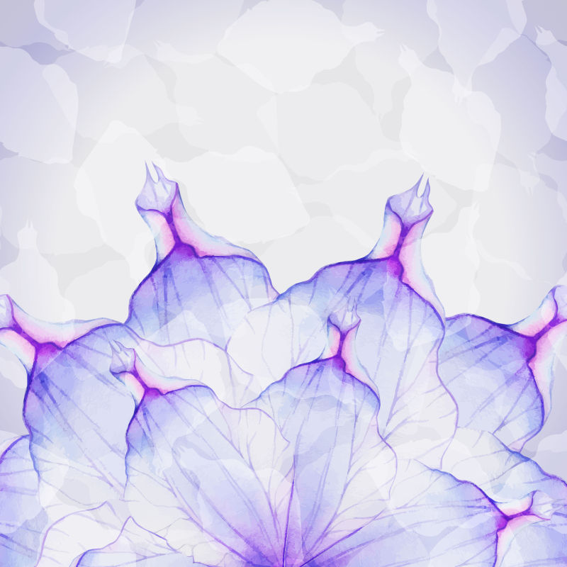 创意矢量紫色水彩风格的花卉元素背景