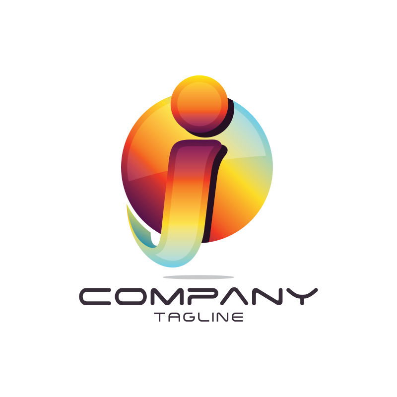 矢量创意彩色字母j标志设计