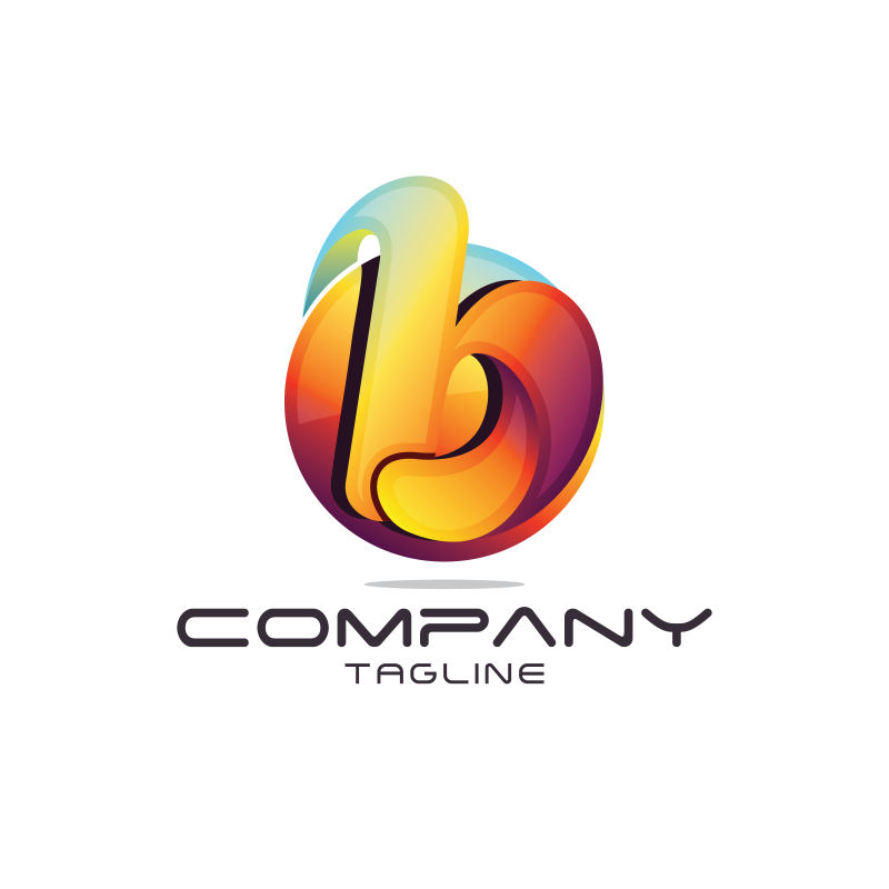 抽象矢量彩色字母b标志设计