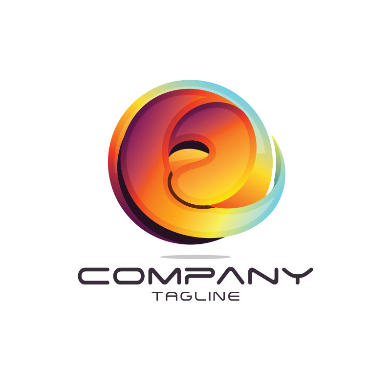 创意矢量现代彩色字母e标志设计