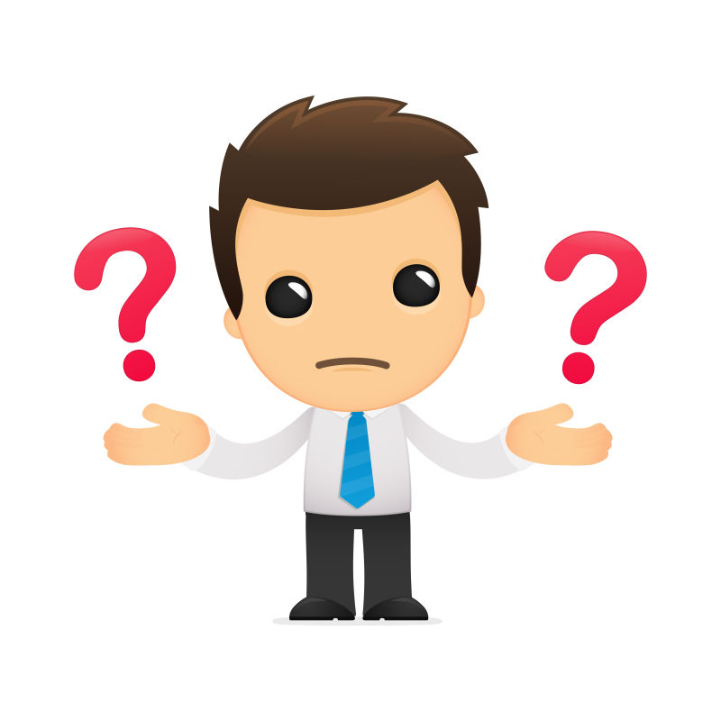 创意矢量卡通展示疑问的的职员插图