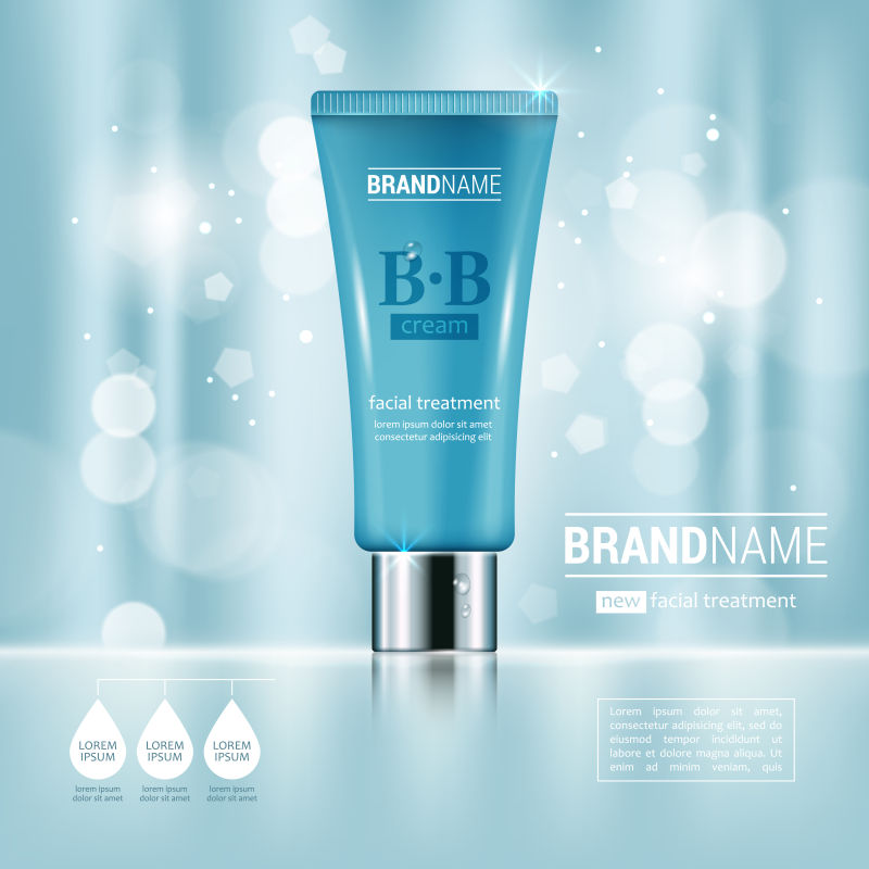 抽象矢量蓝色BB霜海报设计