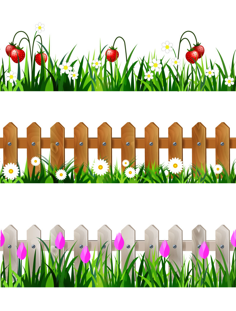 创意矢量花园的栅栏篱笆设计元素
