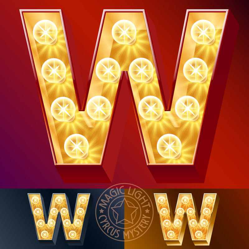 抽象矢量闪亮字母w设计