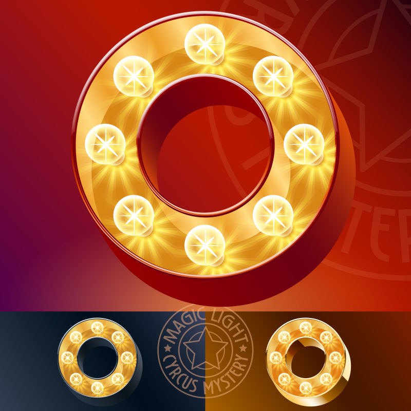 抽象矢量闪亮字母o设计