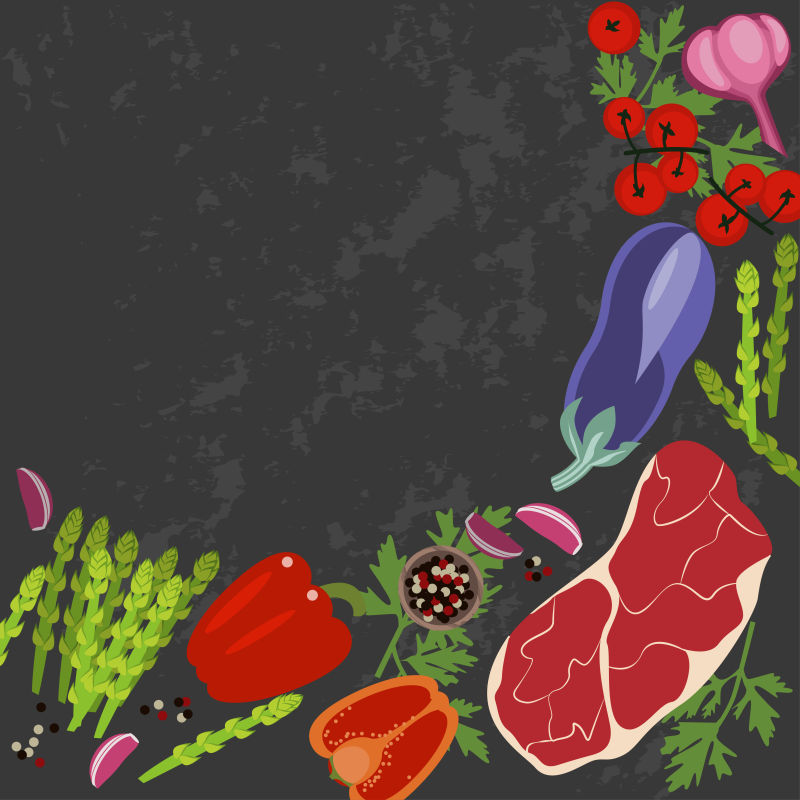 创意矢量烹饪原材料的设计背景
