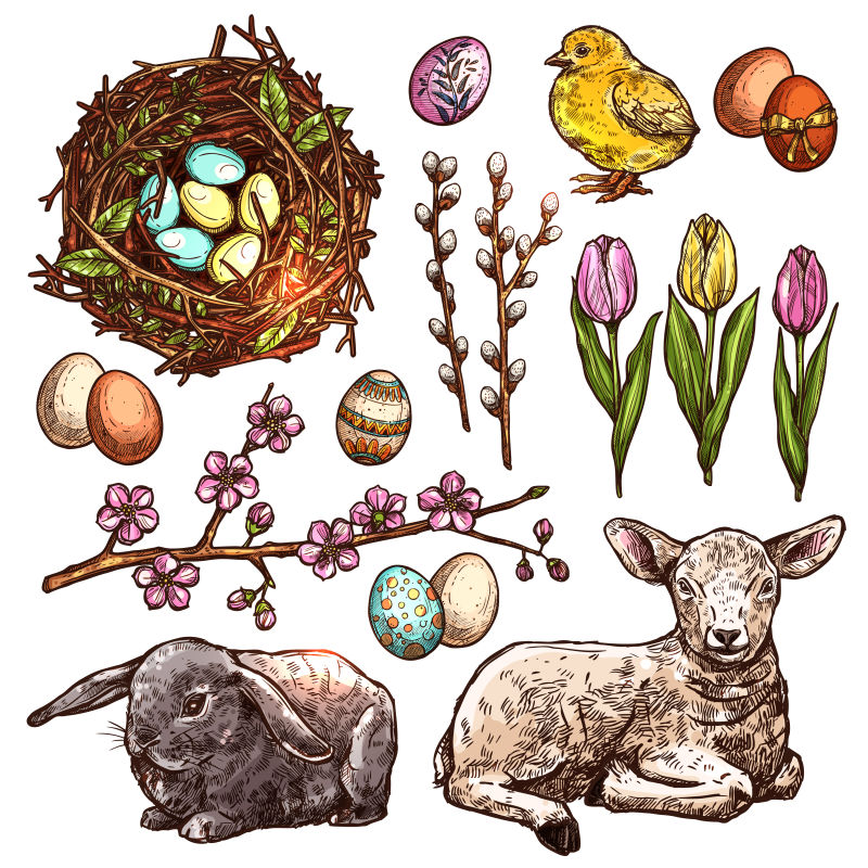 创意矢量现代复活节主题设计元素