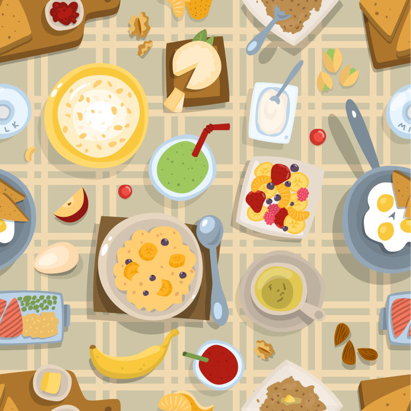 抽象矢量健康饮食平面插图