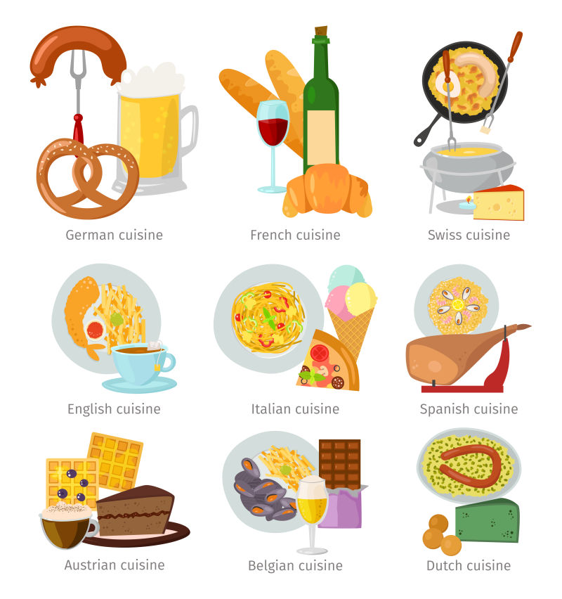 创意矢量欧式早餐设计插图