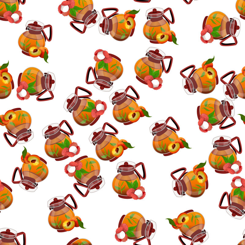 矢量现代花卉元素的抽象平面无缝插图