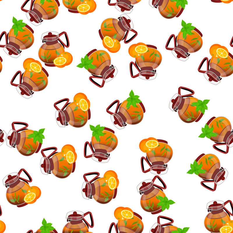 矢量抽象茶壶元素装饰无缝背景