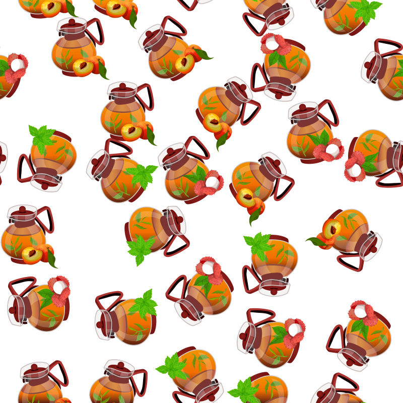 抽象矢量茶壶元素无缝背景