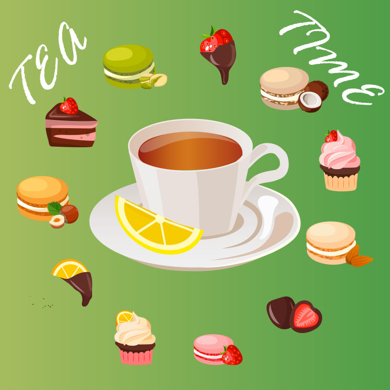 创意矢量现代装饰茶元素插图设计