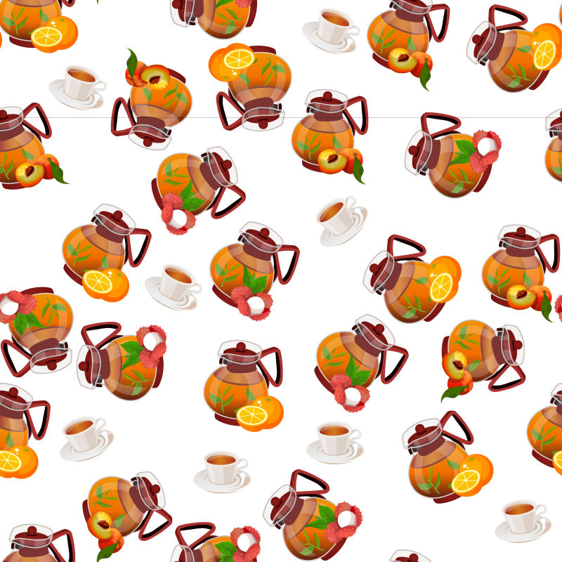 抽象矢量现代茶元素装饰无缝背景