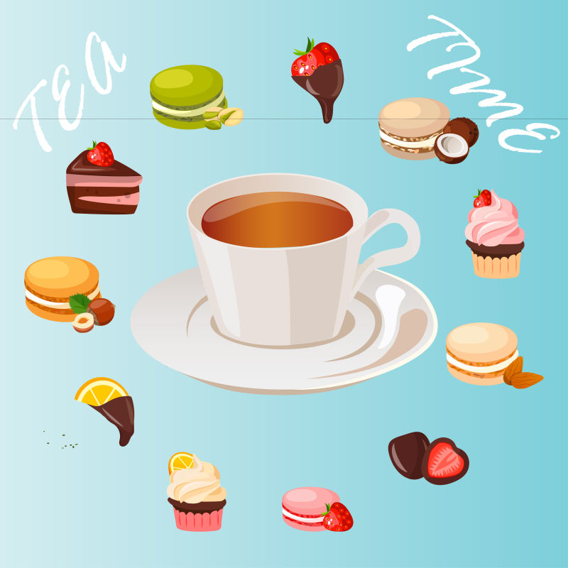 创意现代茶元素的装饰无缝背景