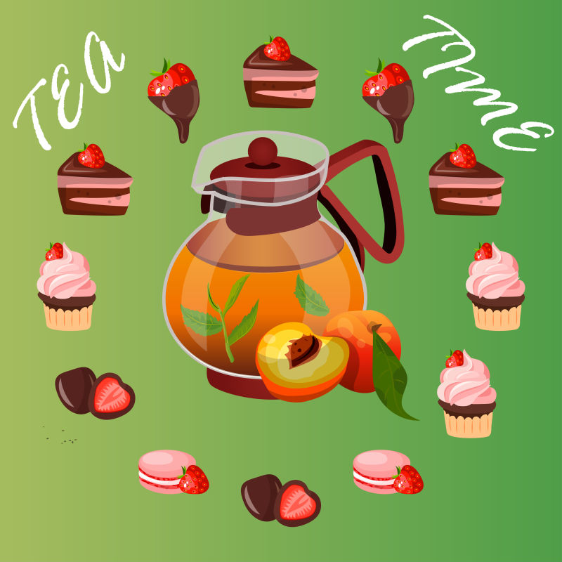 抽象矢量现代茶壶元素的装饰贺卡设计