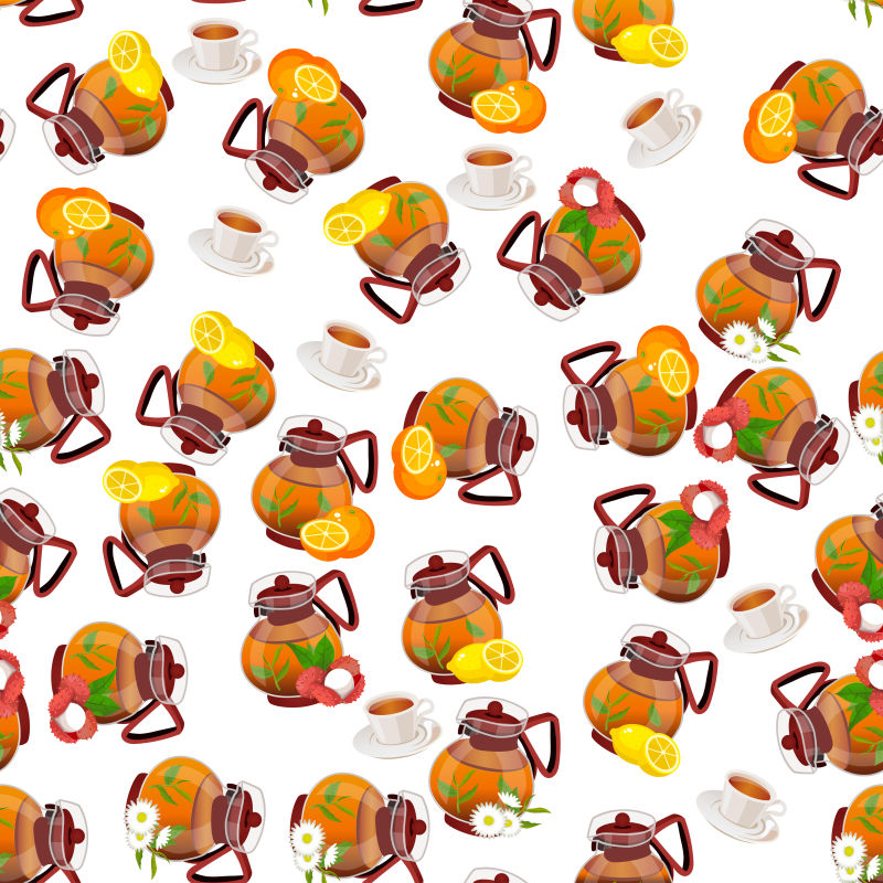 抽象矢量下午茶元素的装饰无缝背景