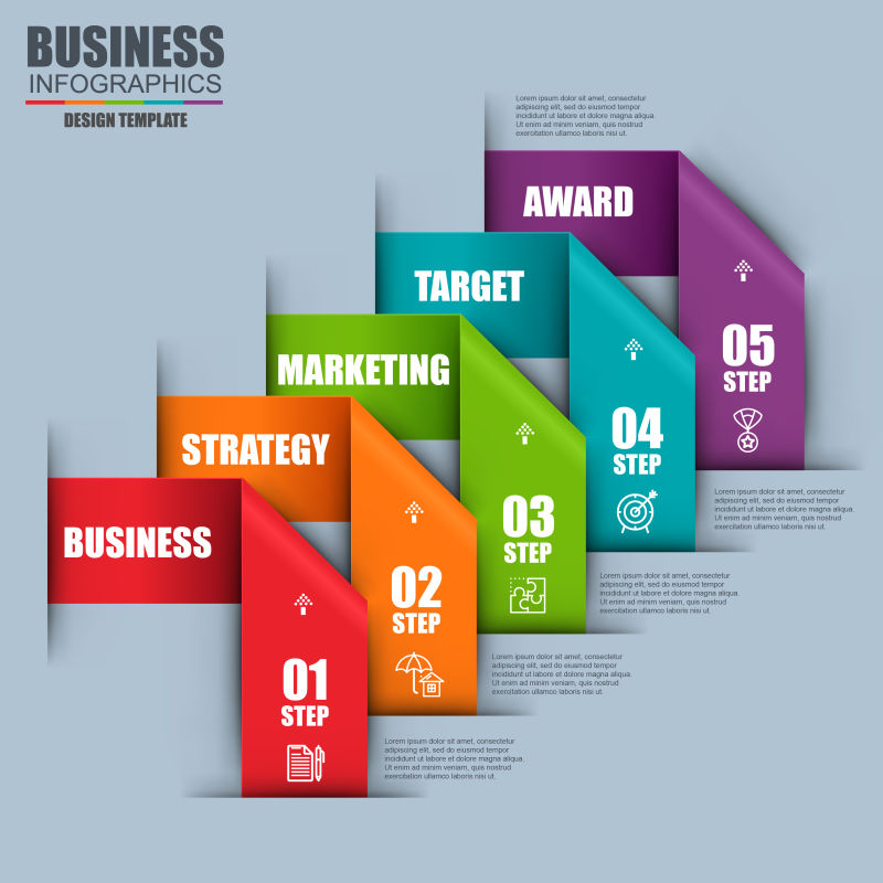  抽象矢量彩色折纸风格的信息图表设计