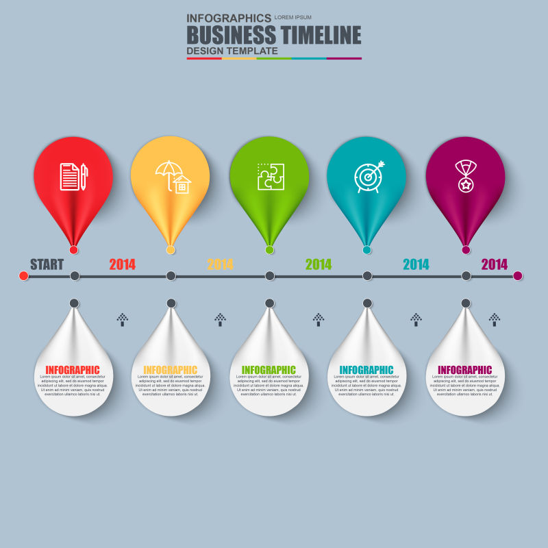 抽象矢量彩色商业元素信息图表设计