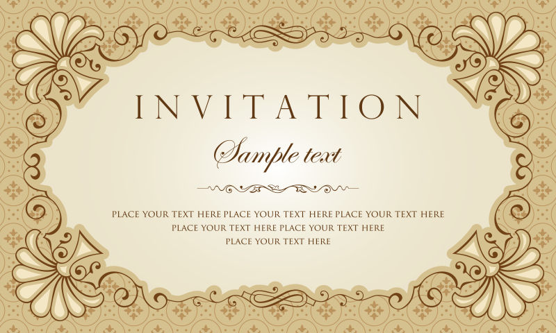 创意矢量现代花纹装饰的邀请卡设计