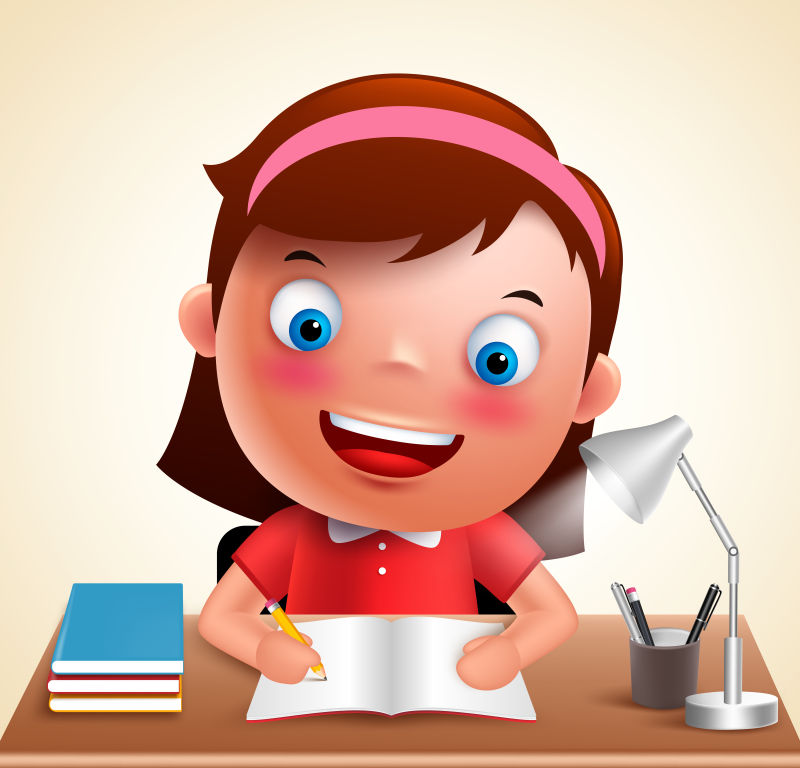 矢量的卡通小女孩