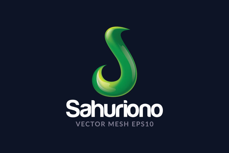 创意矢量绿色字母s标志设计