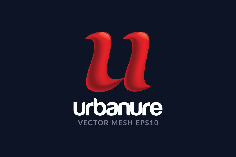 创意矢量彩色立体字母u标志设计