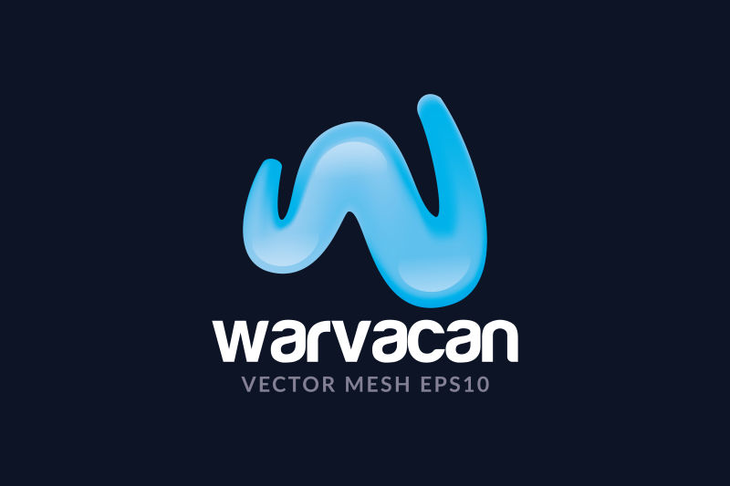 创意矢量蓝色字母w标志设计