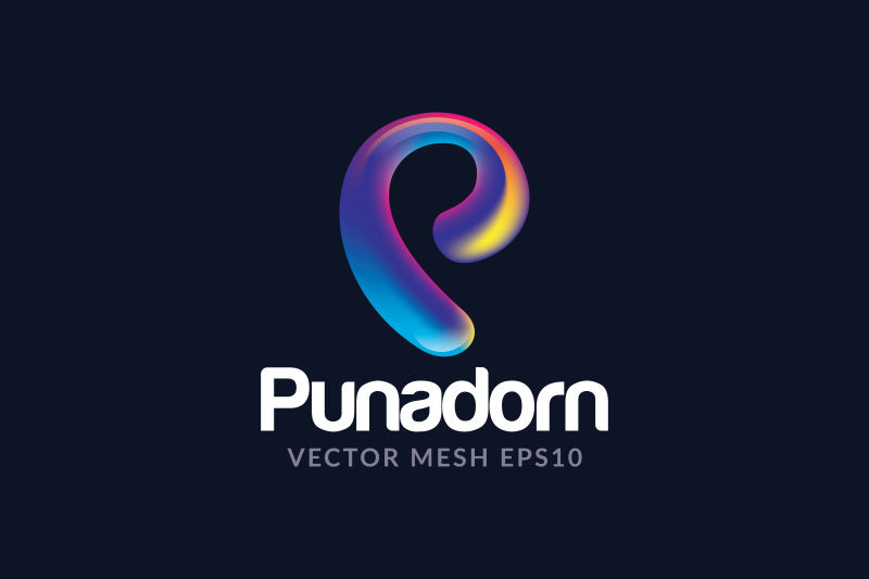 抽象矢量紫色渐变字母p标志设计