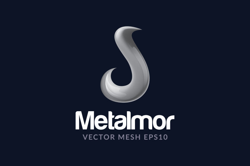 抽象矢量银色字母s标志设计