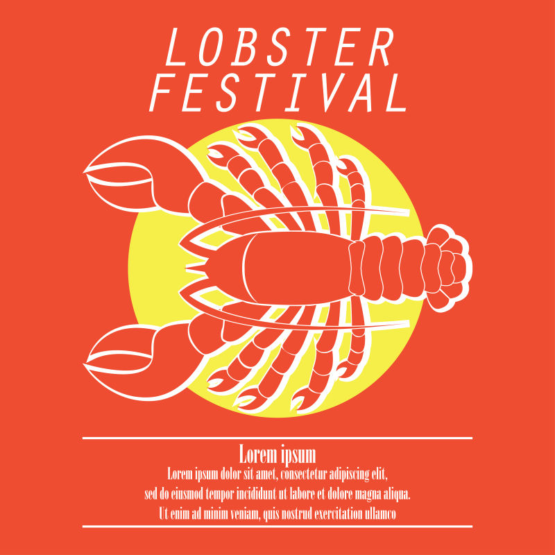 矢量的红色龙虾节海报