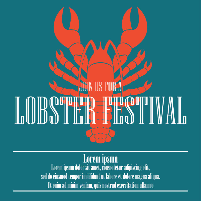 红色的龙虾节海报矢量设计