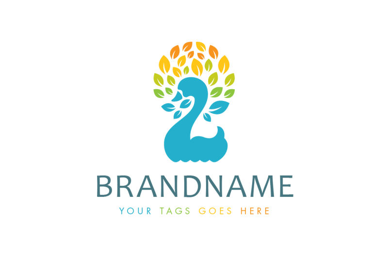 抽象矢量彩色天鹅元素标志设计