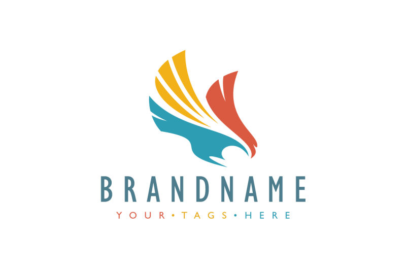 矢量彩色飞鸟元素标志设计