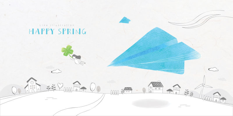 创意矢量纸飞机元素的平面背景