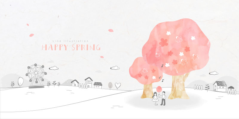 创意矢量现代树木元素的平面背景