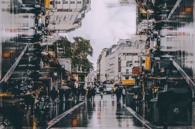 抽象未来主义的街景插图