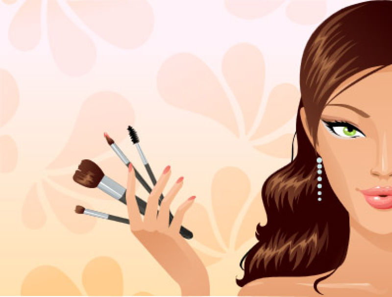 化妆的女人卡通插图