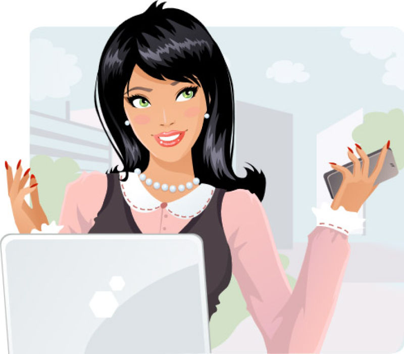 美丽的年轻黑发女商人插图