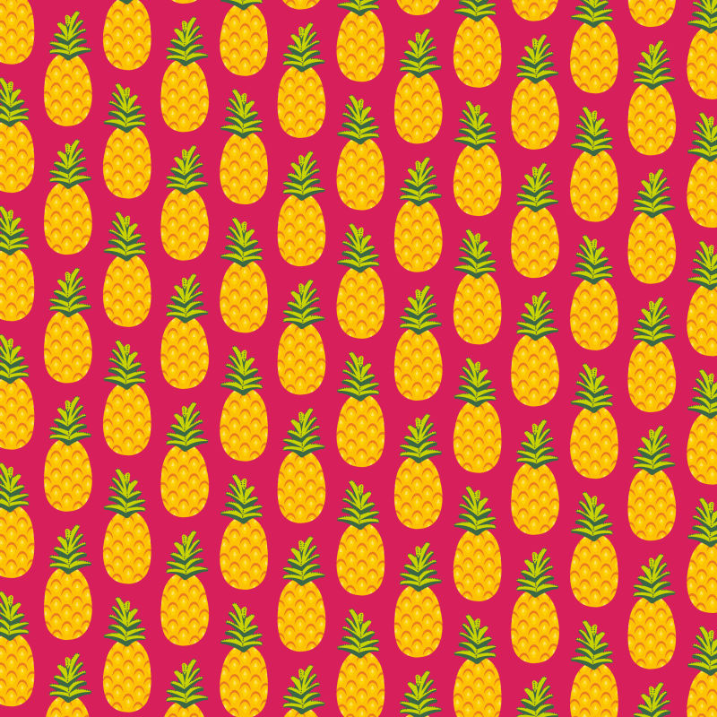 卡通菠萝元素装饰无缝背景