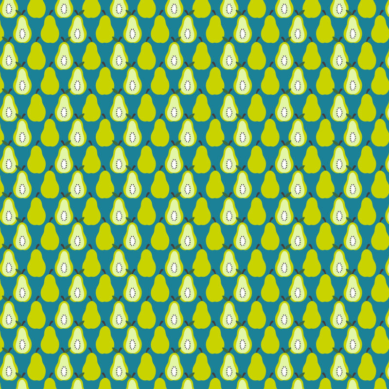 卡通生梨元素装饰无缝背景