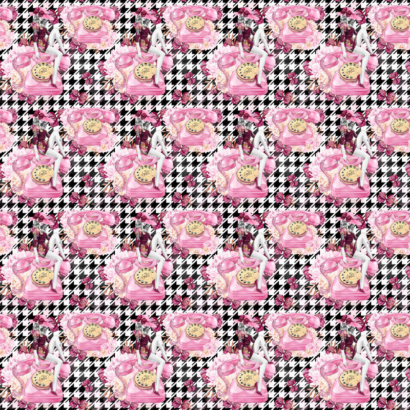 现代电话元素的装饰粉色背景